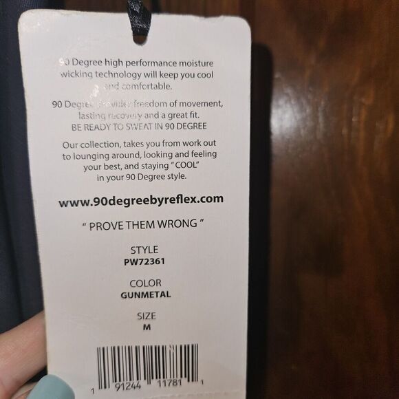 90 Degree By Reflex Gunmetal Yoga Leggings M | Side Cutout Compression NWT - Picture 6 of 8